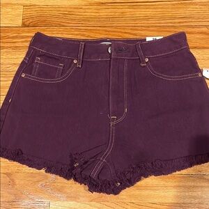 PacSun Purple Jean Shorts with Frayed Hem